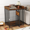 2-in-1 Furniture Style Dog Crates with Lockable Wheels