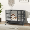 38 Inch Foldable Heavy-Duty Metal Dog Cage with Lockable Rolling Casters