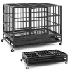 38 Inch Foldable Heavy-Duty Metal Dog Cage with Lockable Rolling Casters