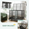 48" Heavy Duty Dog Crate Metal Cage with Lockable Wheels