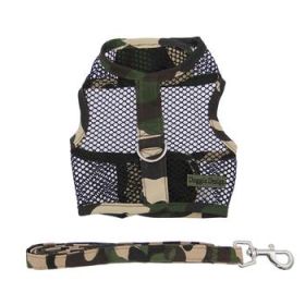 Cool Mesh Chest Strap Dog Harnesses with Leash - Camouflage