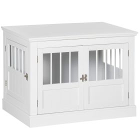 Wooden Furniture Style Dog Crate End Table - White