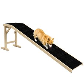 74" Dog Ramp with Non-Slip Carpet - Natural