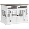 Furniture Style Dog Crate End Table with Storage Double - White