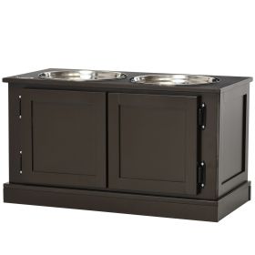 Elevated Dog Bowls with Storage - Coffee