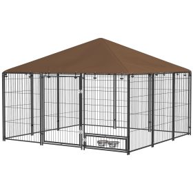 Outdoor Dog Kennel with Canopy with Rotating Bowls