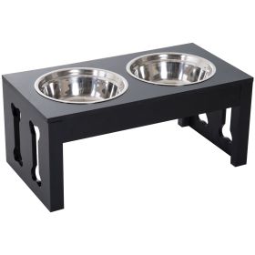 Wooden Elevated Dog Bowl - Black