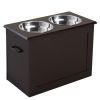 Elevated Dog Bowls with Storage - Dark Brown