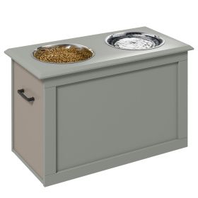 Large Elevated Dog Bowls with Storage - Gray