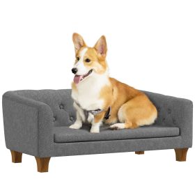 PawHut Raised Pet Lounge for Small to Medium Dogs Grey with Plush Removable Cover