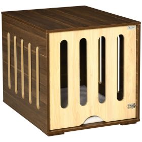 Elegant Furniture Style Dog Crates with Plush Cushion - Brown