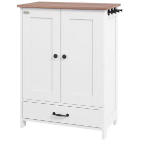 Elevated Dog Bowls with Storage Hooks - White