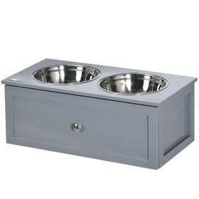 Elevated Dog Bowls with Storage - Gray