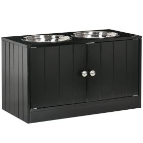 Elevated Dog Bowls with Storage - Black