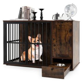2-in-1 Furniture Style Dog Crates - Coffee