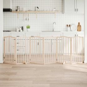 6 Panel Freestanding Dog Gates - Natural Wood