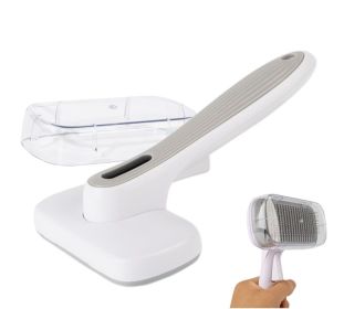 Dog Brush - Self Cleaning Dog and Cat Hair Brush, Efficient Shedding Grooming Tool for Long and Short Haired Dogs & Indoor Cats, Deshedding Comb (Gray