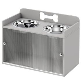 Elevated Dog Bowls with Slow Feeder - Grey
