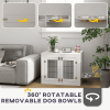 Furniture Style Dog Crate with 360° Rotatable Removable Dog Bowls White