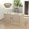 Elevated Dog Bowls with Storage Cabinet and Slow Feeder - Oak