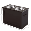 Elevated Dog Bowls with Storage - Dark Brown