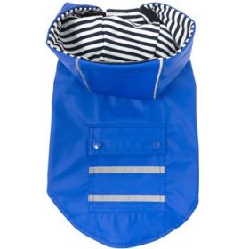Slicker Rain Gear For Dogs with Striped Lining - Cobalt Blue