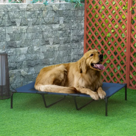 Framed Elevated Folding Dog Bed (Color: Blue)