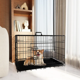 Folding Wire Dog Crates with Divider and Double Doors (Length: 30 Inch)