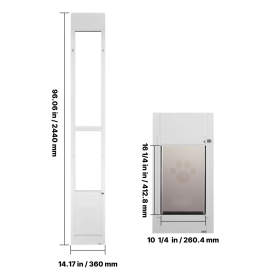 Adjustable Height Slider Panel Doggie Door (Color: White, Size: Large)