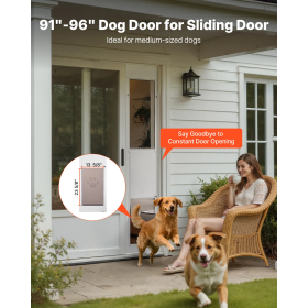 91-96 Inch Adjustable Slider Doggie Door Panel (Size: Large)