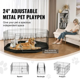 Foldable Metal 8 Panel Dog Pens (Alternatives: Floor Mat)