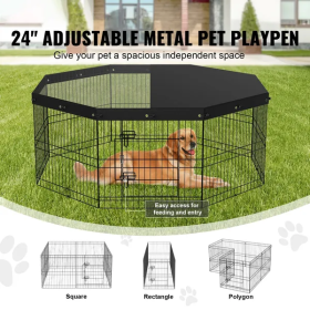 Foldable Metal 8 Panel Dog Pens (Alternatives: Top Cover)