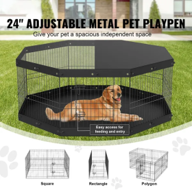 Foldable Metal 8 Panel Dog Pens (Alternatives: Top Cover and Floor Mat)