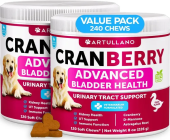 Cranberry Urinary Tract Supplements for Dogs (Count: 240 Chews)