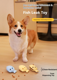 Fish-Shaped Dog Treat Dispenser Toy (Color: Blue)