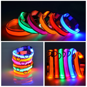 Waterproof Adjustable LED Flat Dog Collar (Color: Red, Size: X-Small)