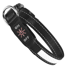 Waterproof Light Up LED Flat Dog Collar (Size: Small)