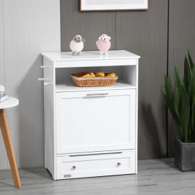 Elevated Dog Bowls with Storage Cabinet (Color: White)