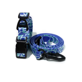 Waterproof UV Embossed Dog Walking Sets (Color2: Blue Ripples, Size: Small)