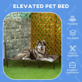 Framed Elevated Folding Dog Bed (Color: Brown)