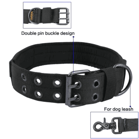 Heavy Duty Tactical Flat Dog Collars (Color: Black, Size: Medium)
