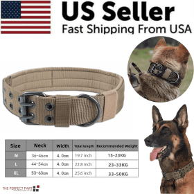 Heavy Duty Tactical Flat Dog Collars (Color: Brown, Size: Medium)