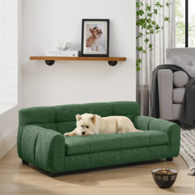 Large Soft Sofa Dog Beds (Color: Dark Forest Green)
