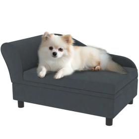 Sofa Dog Beds With Storage (Color: Charcoal Grey)