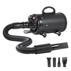 Hair Dryers for Dogs with 4 Nozzles and Extendable Hose (Color2: Black)