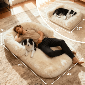 SALE 71" x 43" x 9" Foldable Human Dog Bed (Color: Beige)