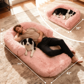 SALE 71" x 43" x 9" Foldable Human Dog Bed (Color: Pink)
