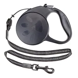 10-foot Retractable Dog Leash (Color: Black)