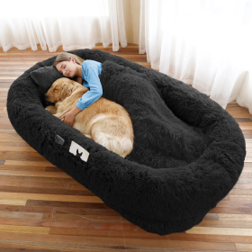 Orthopedic Human Dog Bed (Color: Black, Size: 6X-Large (71" L x 45" W x 12" H))