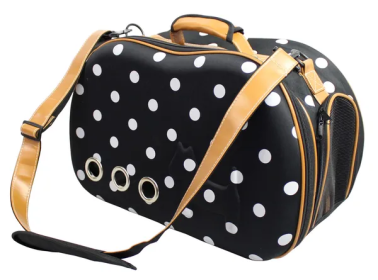 Collapsible Military Grade Dog Carriers (Main Color: Black/White Polka Dots)